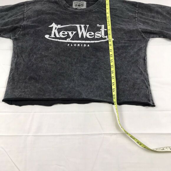Key West Florida distressed crop top tshirt‎ large Raw Hem Basix Vintage - Picture 9 of 10